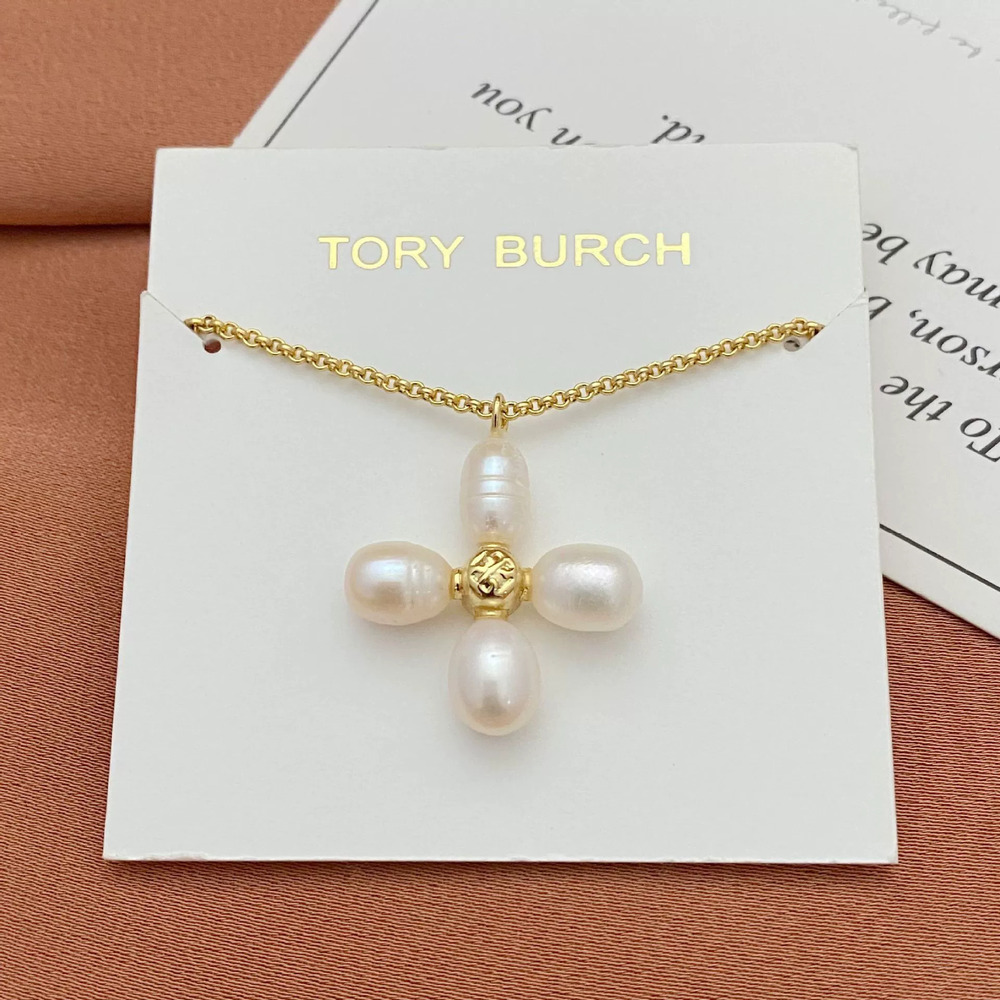 Tory Burch Indie Freshwater Pearl Flower Metal Pendant Necklace